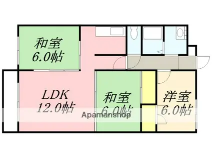 ロクゴーリーブル梁川(3LDK/5階)の間取り写真