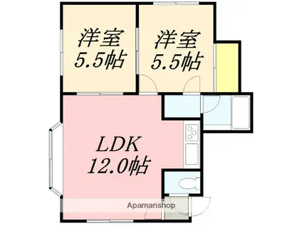 Yフラット(2LDK/2階)の間取り写真
