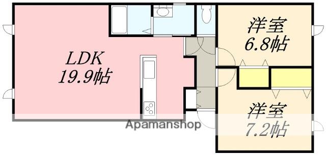 プレザント七飯Ⅰ(2LDK/1階)の間取り写真