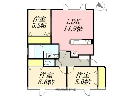 ラヴィ・クレールななえⅠ(3LDK/2階)の間取り写真