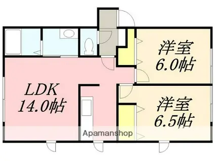 SUN ウエストS(2LDK/2階)の間取り写真