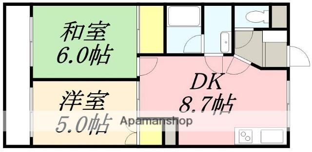 ロイヤルライフ富岡(2DK/2階)の間取り写真