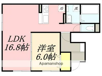 ソフィア・A(1LDK/1階)の間取り写真