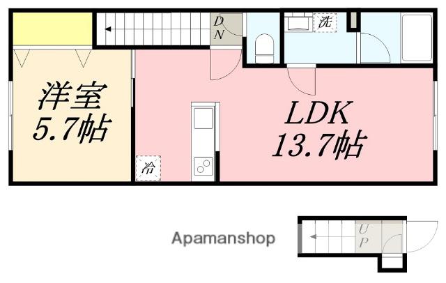 ヴェスナーⅥ(1LDK/2階)の間取り写真