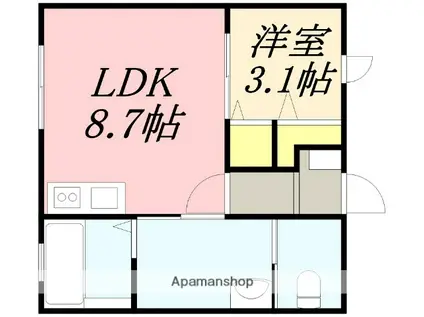 すみやす荘(1LDK/2階)の間取り写真