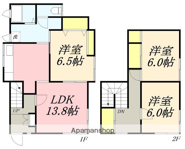 函館市電本線湯川線 柏木町駅 徒歩4分 2階建 築42年(3LDK)の間取り写真