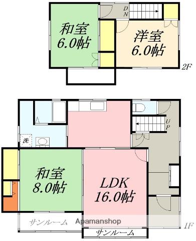 北海道函館市 2階建 築48年(3LDK)の間取り写真