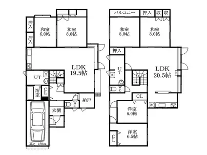 札幌市東西線 菊水駅 バス乗車時間:15分 米里1条2丁目バス停で下車 徒歩5分 2階建 築35年(6LDK)の間取り写真