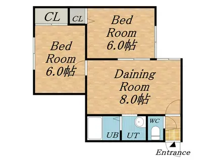 ビッグバーンズマンション白石2(2DK/2階)の間取り写真