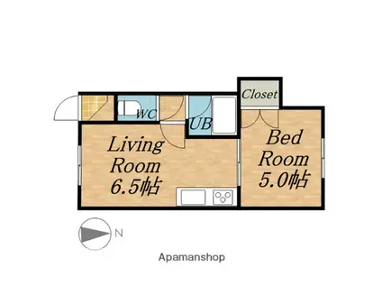 栄通クラブハイツ(1DK/2階)の間取り写真