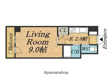 フロンティア菊水(1K/8階)の間取り写真