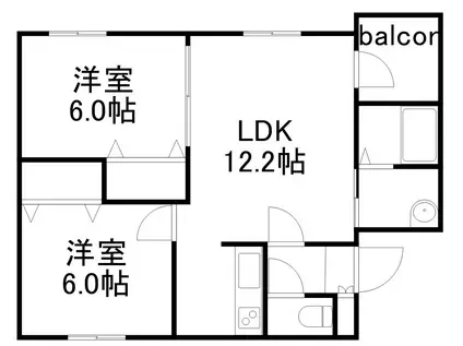 ファミリーコート平和通(2LDK/2階)の間取り写真