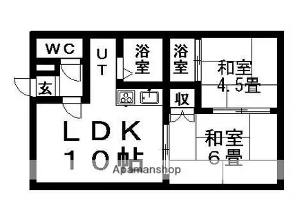 リバーハイツ(2LDK/2階)の間取り写真