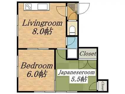 札美マンション(2DK/2階)の間取り写真