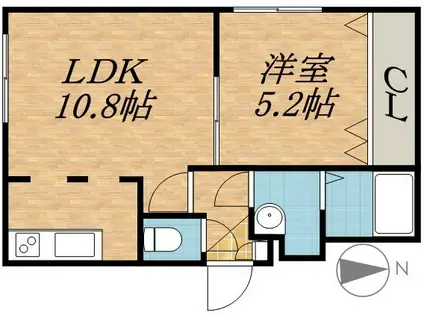 ジュネパレス札幌(1LDK/2階)の間取り写真