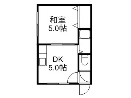 東札幌ハイツA(1DK/2階)の間取り写真