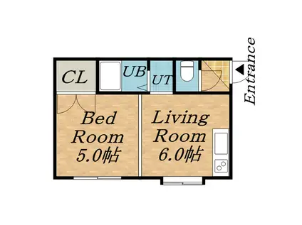 クィーンズコートⅡ(1DK/1階)の間取り写真