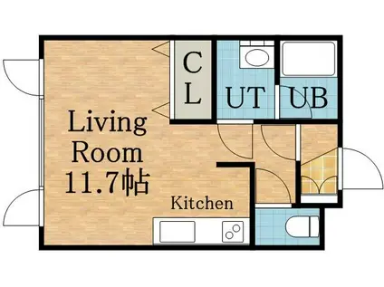 プライズ月寒東(ワンルーム/2階)の間取り写真