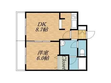 ラフィーコート(1LDK/3階)の間取り写真