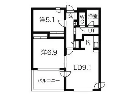 クリオパレス青葉弐番館(2LDK/6階)の間取り写真