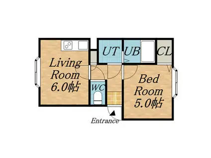 カステル北野(1DK/3階)の間取り写真