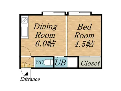 サンコート栄通13B(1DK/2階)の間取り写真