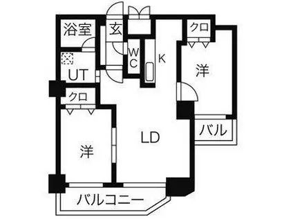 スカイコート(2LDK/6階)の間取り写真