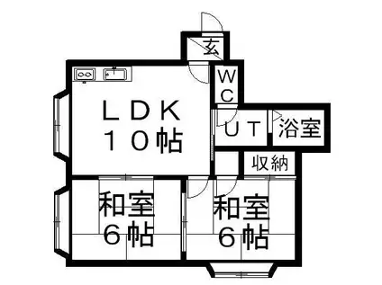 ピアコート平岡E(2LDK/1階)の間取り写真
