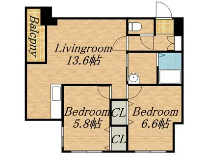 カサトレスベレーザ(2LDK/5階)の間取り写真