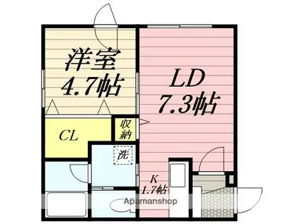 SENSAI-TSUKISAMU(1LDK/3階)の間取り写真