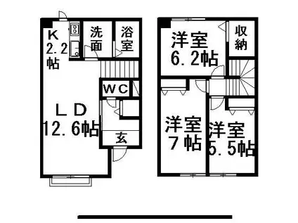 ノースビレッジ清田A(3LDK)の間取り写真