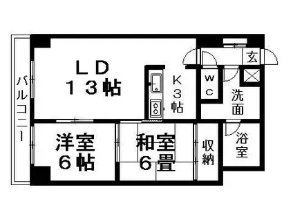 トニカラメラ月寒東(2LDK/4階)の間取り写真