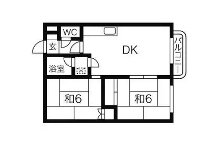 梅田マンション(2LDK/1階)の間取り写真