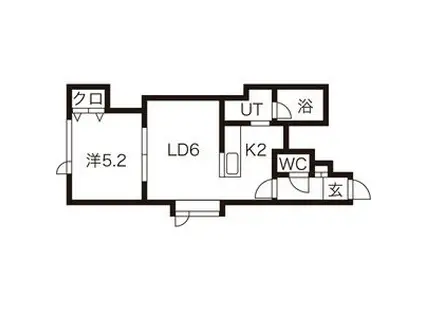 ローヤルハイツ厚別西(1LDK/2階)の間取り写真