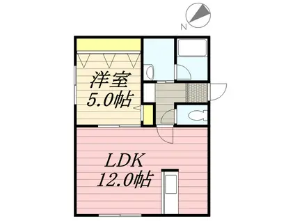 ロージー月寒東(1LDK/3階)の間取り写真