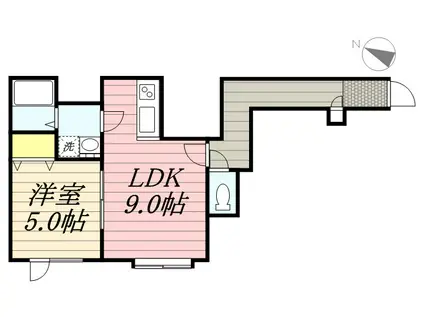 グランエステート菊水元町(1LDK/2階)の間取り写真