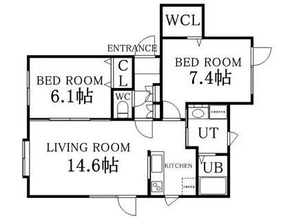 シレンハイム(2LDK/2階)の間取り写真