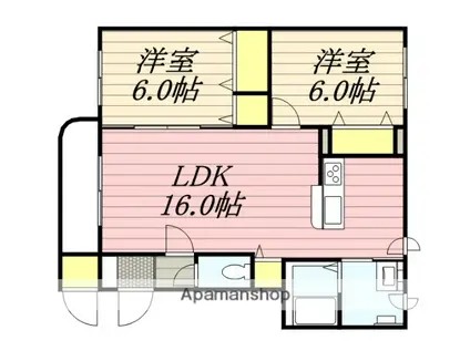 トレイル白石(2LDK/4階)の間取り写真