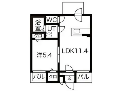 トレジャーキャッスル参番館(1LDK/5階)の間取り写真