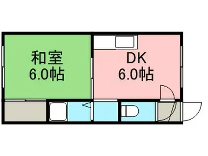 札幌市東西線 大谷地駅 徒歩12分 2階建 築41年(1DK/1階)の間取り写真