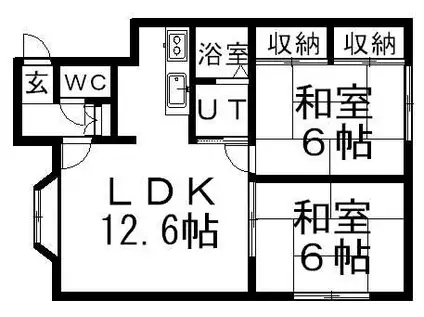 パスウェイD2(2LDK/1階)の間取り写真