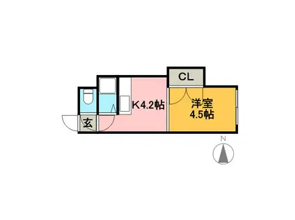 グランドール菊水(1DK/4階)の間取り写真