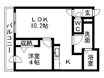 ビブレス月寒中央ステーション(1LDK/3階)の間取り写真