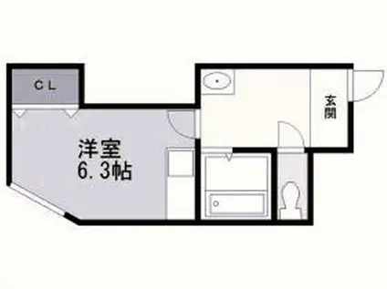 ソフトタウン大谷地(ワンルーム/4階)の間取り写真