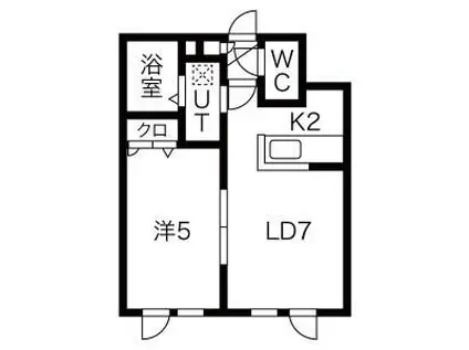 ISコート(1LDK/2階)の間取り写真