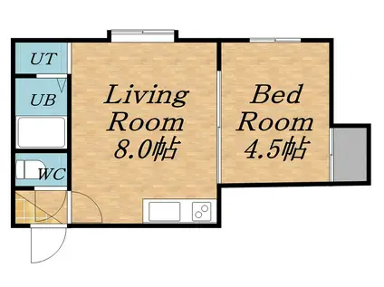 コートハウス静か(1DK/1階)の間取り写真