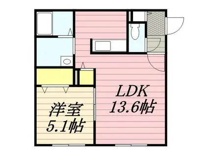 プラン・ドゥ・ボヌール(1LDK/1階)の間取り写真