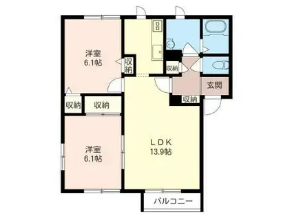 ポート森林公園A(2LDK/2階)の間取り写真