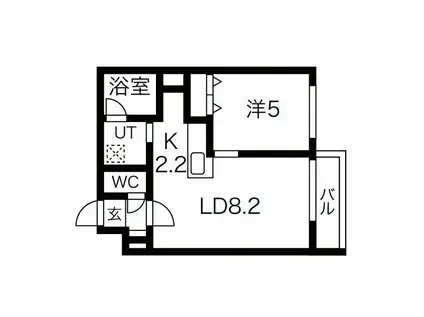 ブリス豊平公園(1LDK/3階)の間取り写真