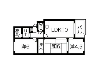 シャトーわたなべ(3LDK/4階)の間取り写真
